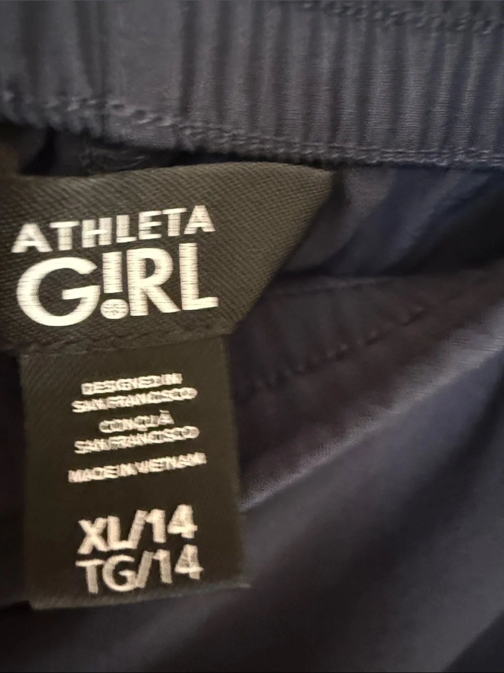 Athleta Girl Navy Tear Away Track pants XL 14